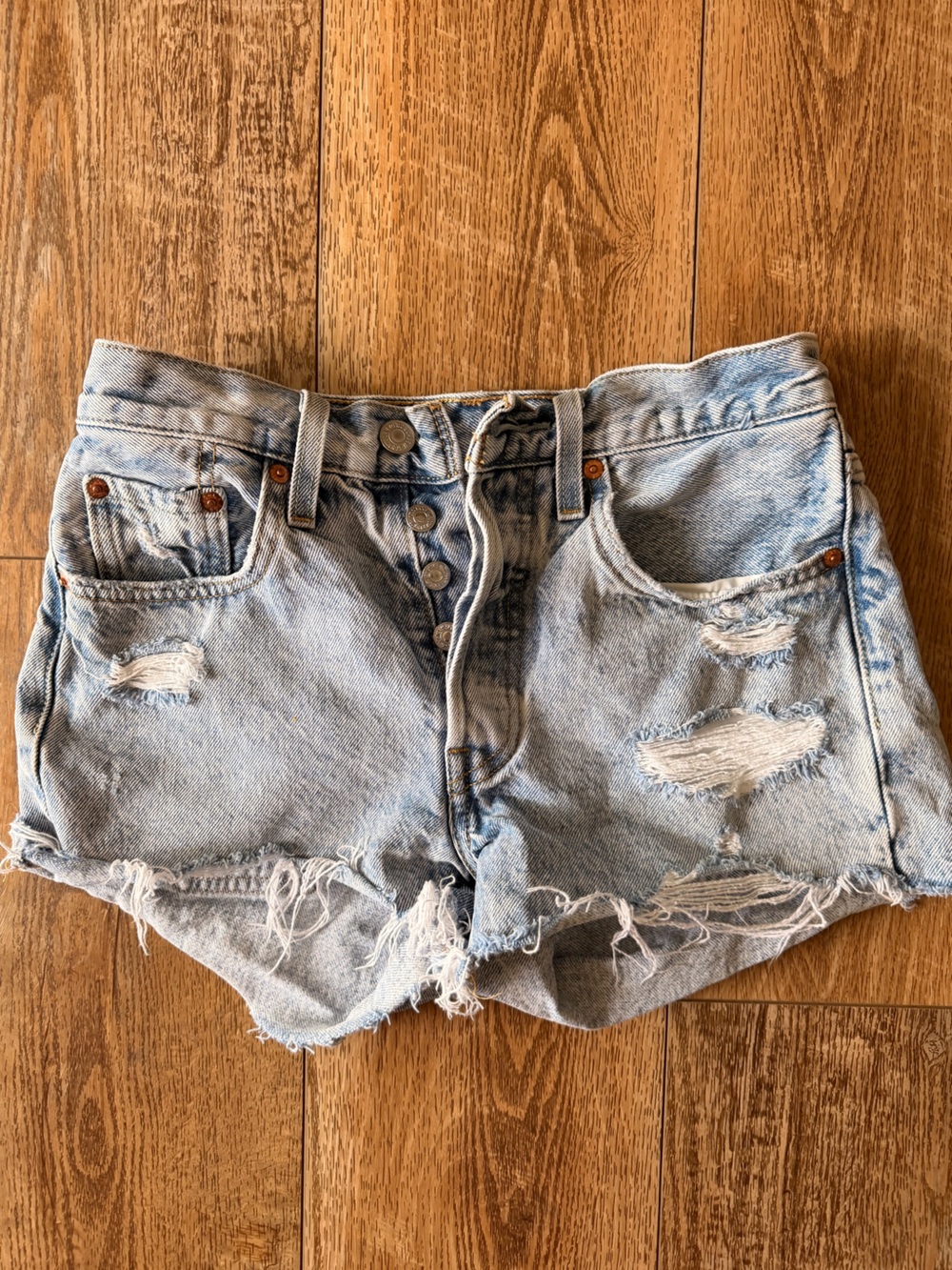 Levi’s Light Wash Denim Shorts with Button Fly